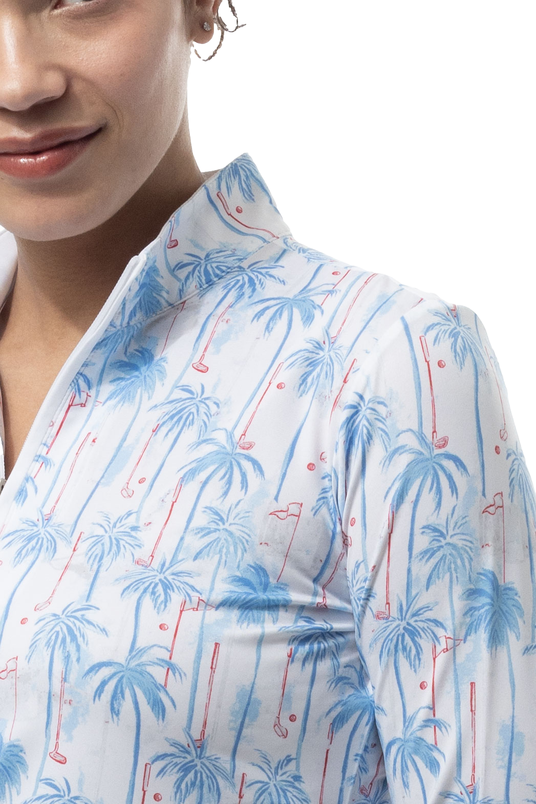 SOLCOOL 1/4 ZIP MOCK. GOLF PARADISE. BLUE. 900463 - SanSoleil