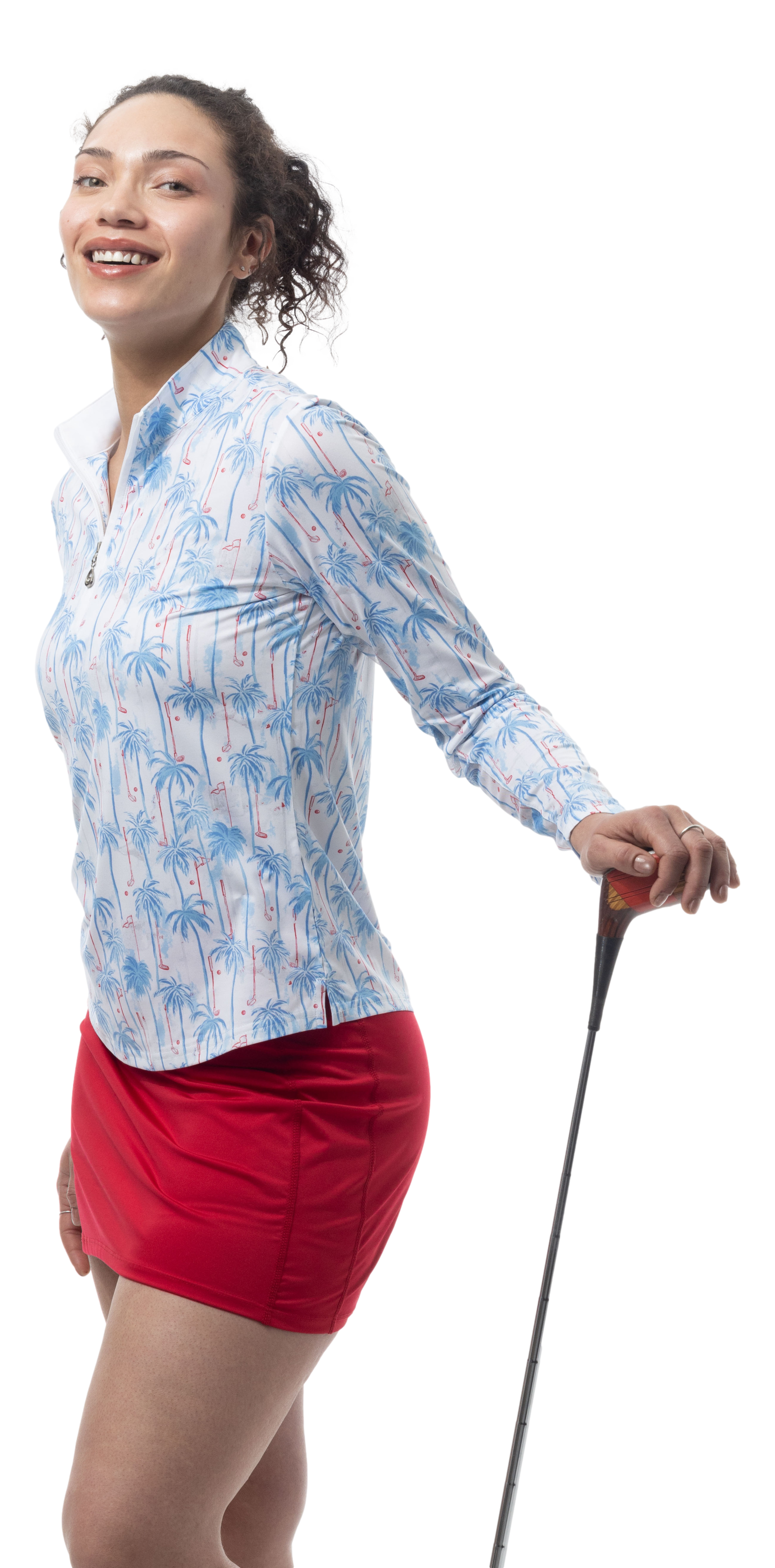 SOLCOOL 1/4 ZIP MOCK. GOLF PARADISE. BLUE. 900463 - SanSoleil