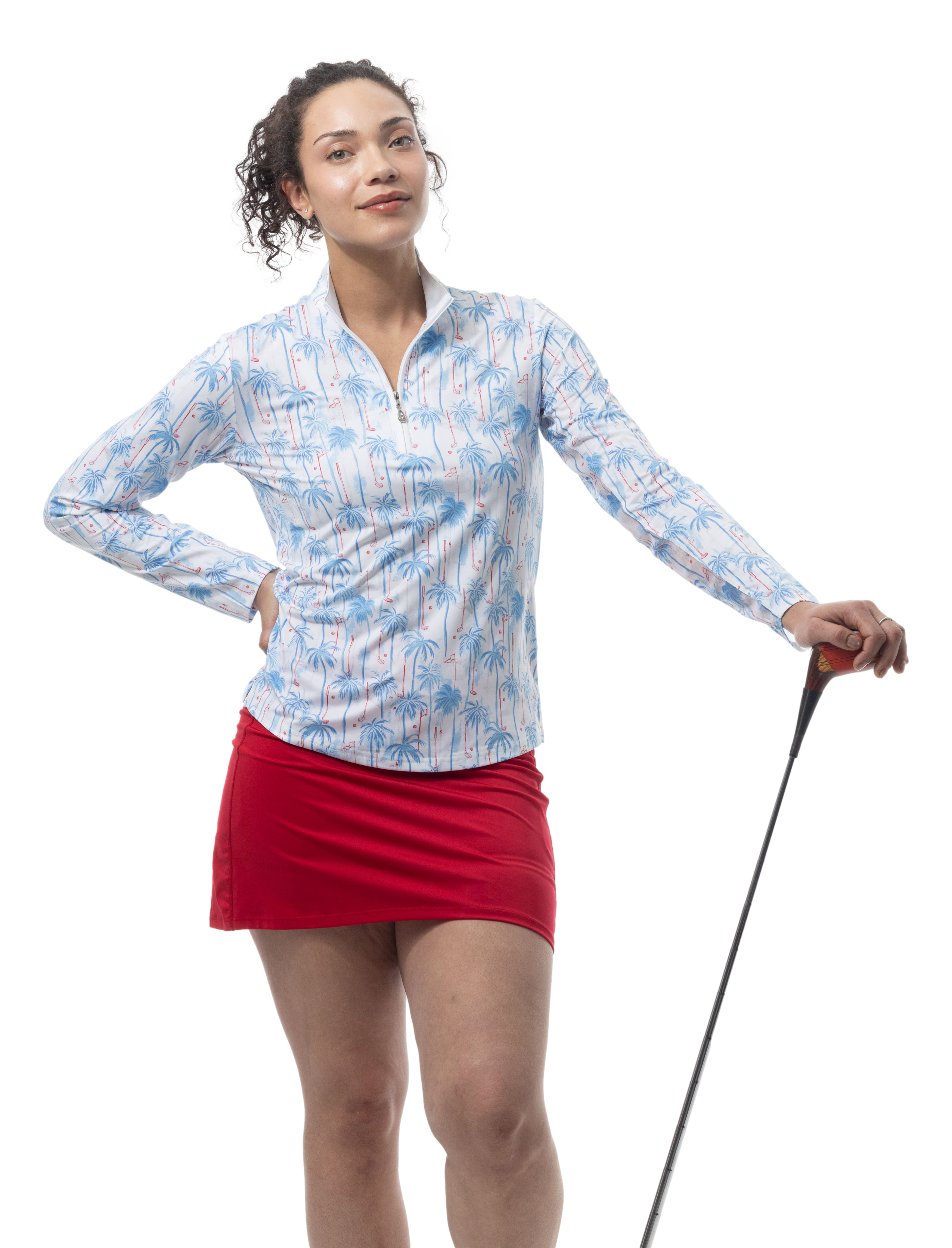 SOLCOOL 1/4 ZIP MOCK. GOLF PARADISE. BLUE. 900463 - SanSoleil