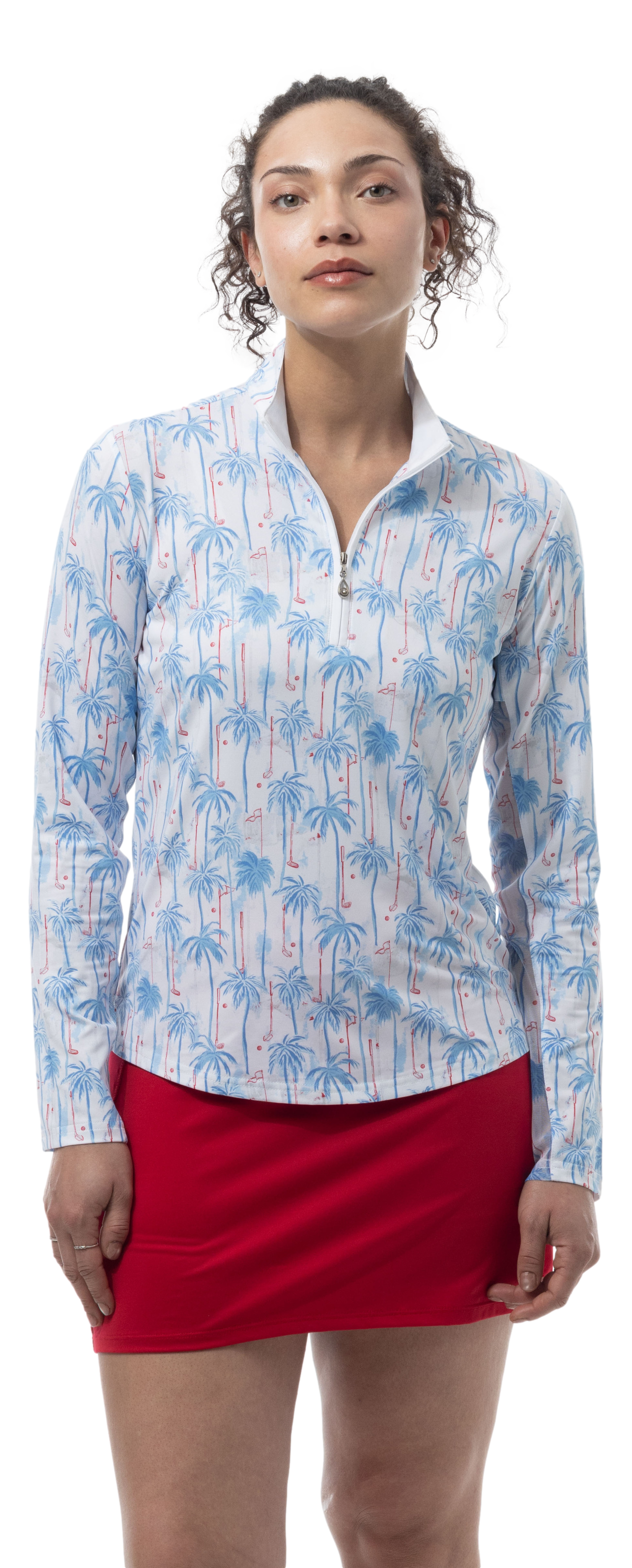 SOLCOOL 1/4 ZIP MOCK. GOLF PARADISE. BLUE. 900463 - SanSoleil