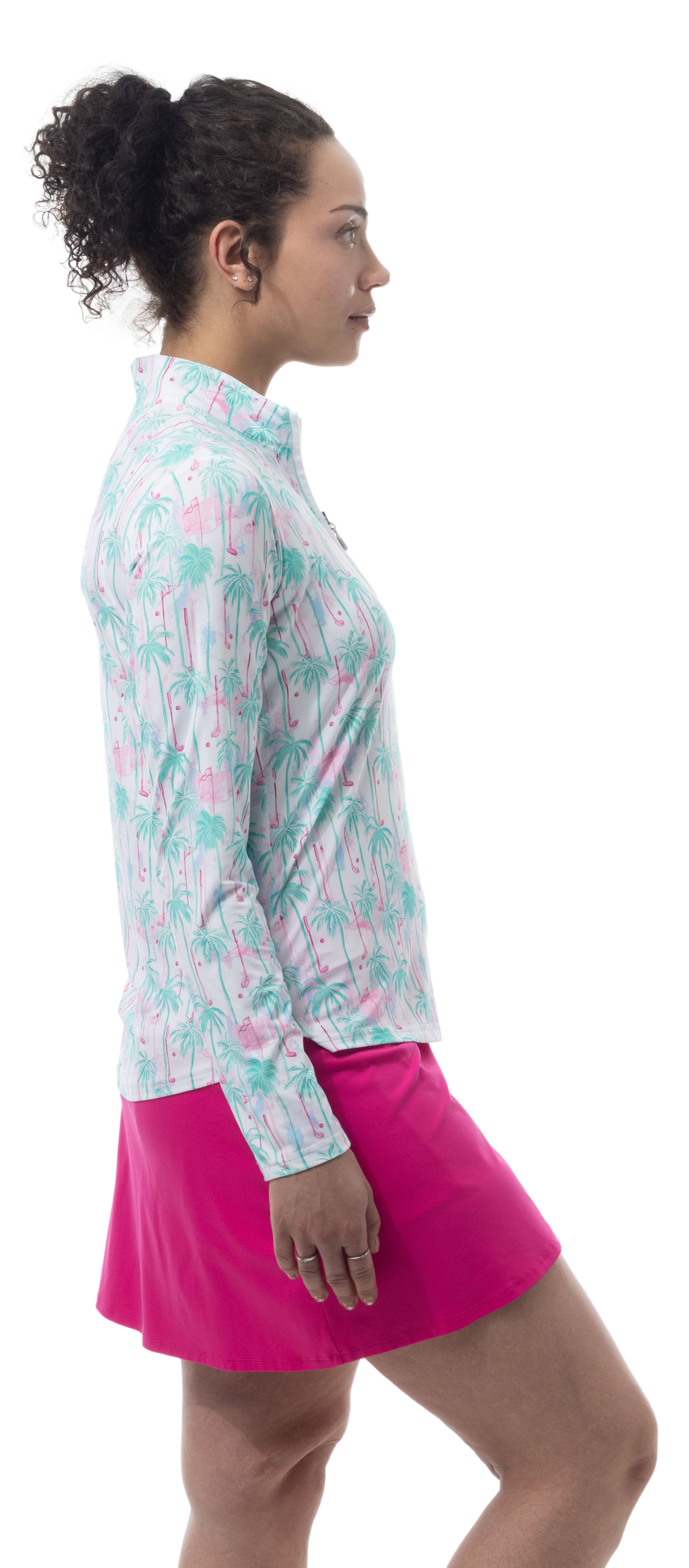 SOLCOOL 1/4 ZIP MOCK. GOLF PARADISE. MINT. 900463 - SanSoleil