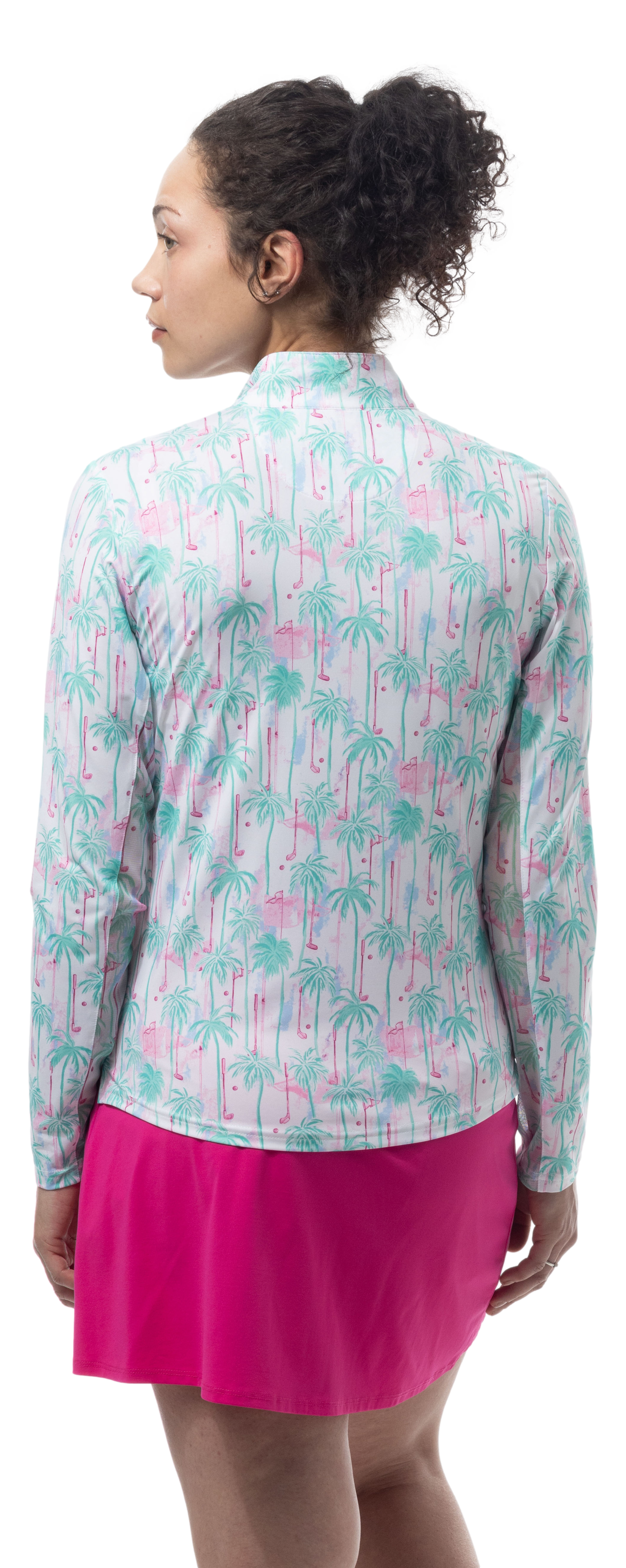 SOLCOOL 1/4 ZIP MOCK. GOLF PARADISE. MINT. 900463 - SanSoleil