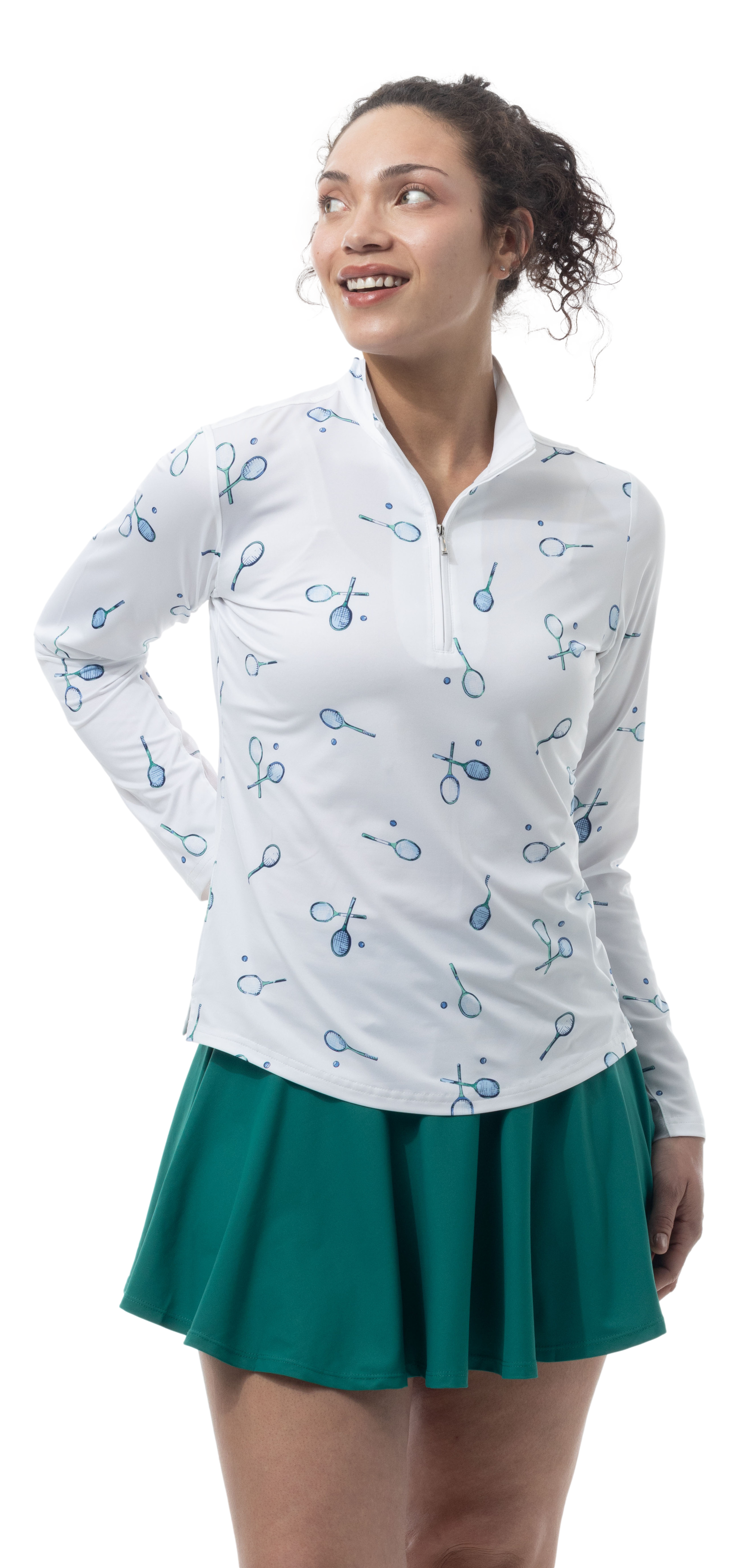 SOLCOOL 1/4 ZIP MOCK. MATCH PLAY. GREEN NAVY. 900463 - SanSoleil