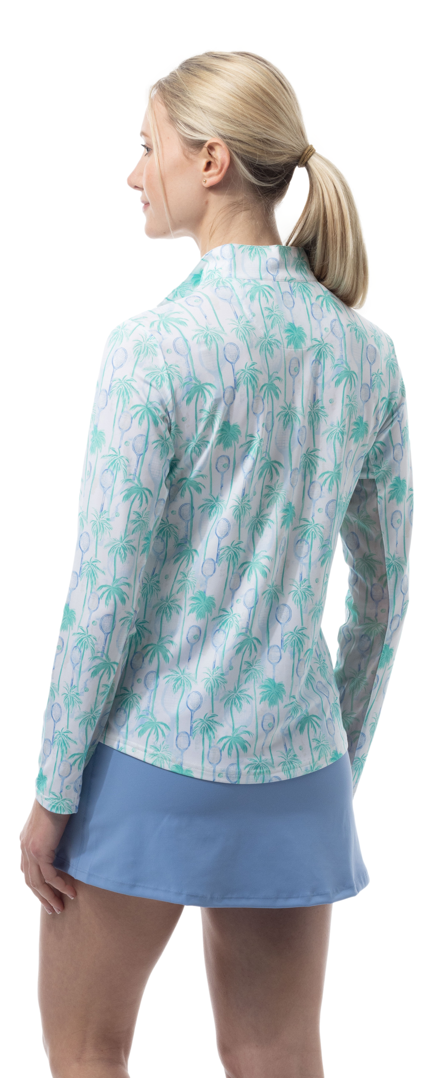 SOLCOOL 1/4 ZIP MOCK. TENNIS PARADISE. 900463 - SanSoleil