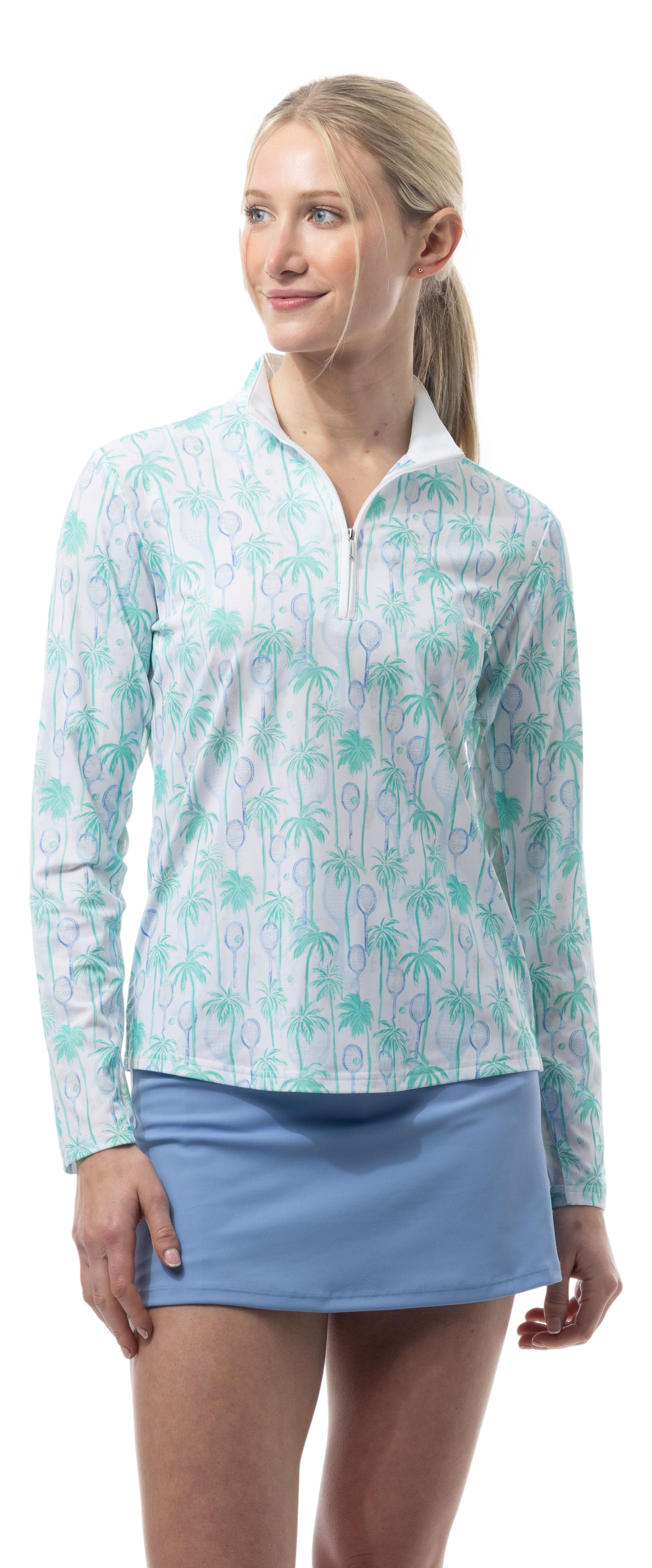 SOLCOOL 1/4 ZIP MOCK. TENNIS PARADISE. 900463 - SanSoleil