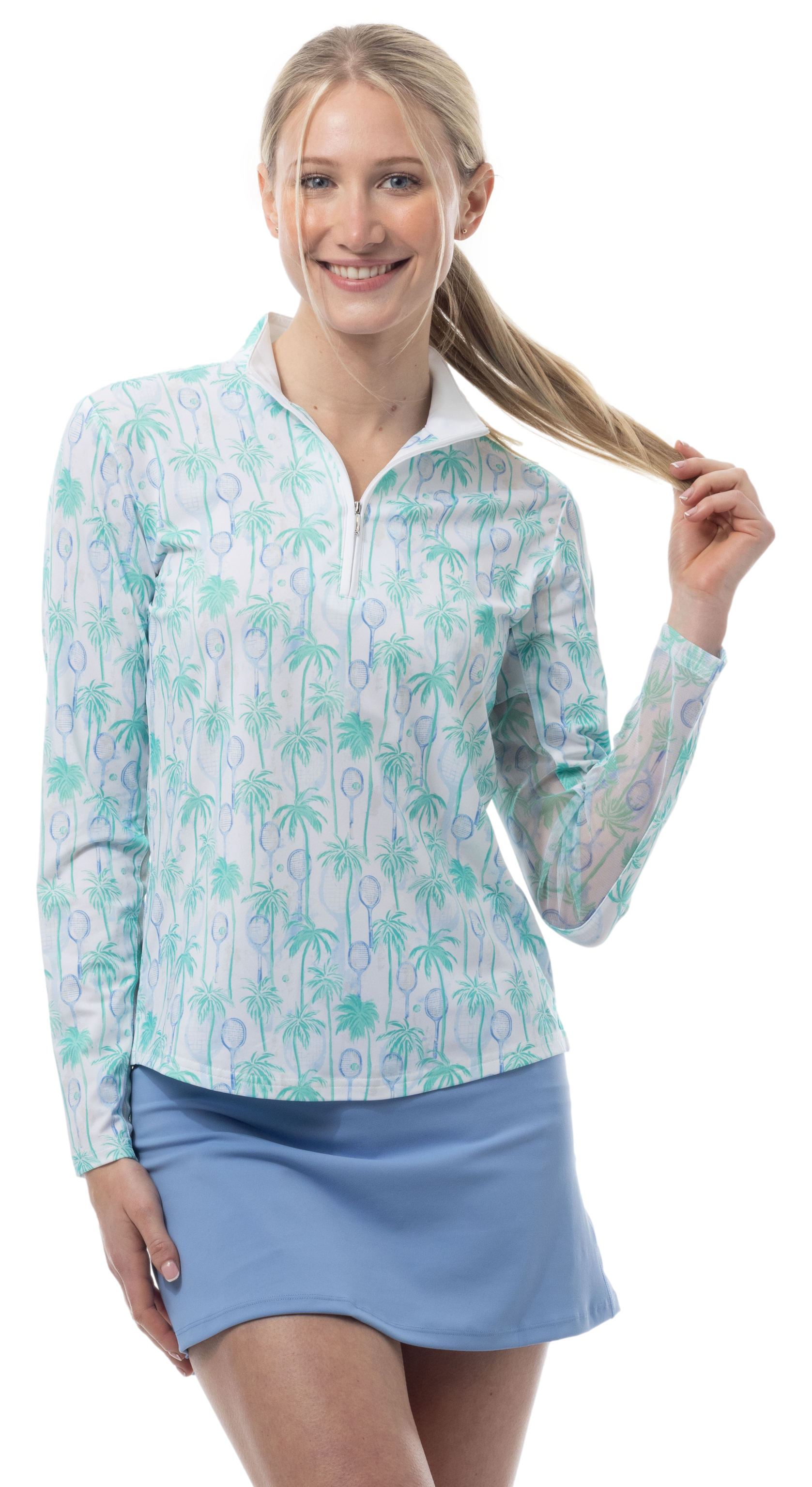 SOLCOOL 1/4 ZIP MOCK. TENNIS PARADISE. 900463 - SanSoleil