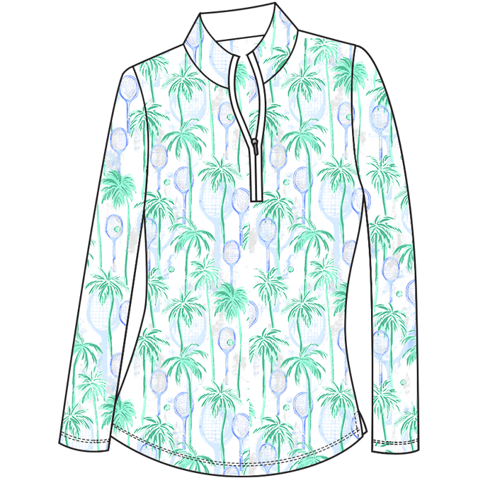 SOLCOOL 1/4 ZIP MOCK. TENNIS PARADISE. 900463 - SanSoleil