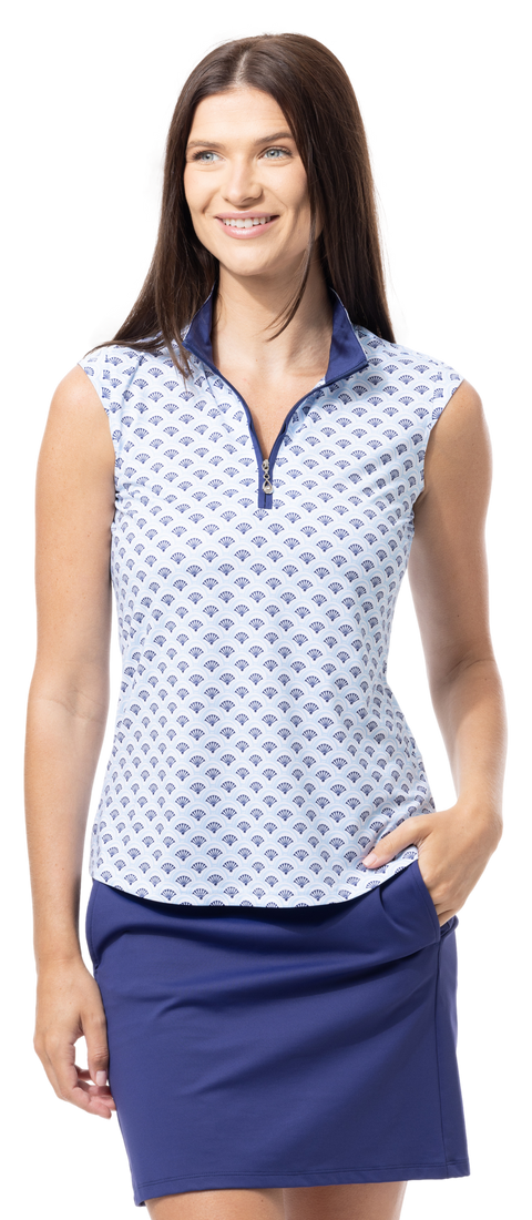 SOLCOOL SLEEVELESS MOCK. SHELLTEE BLUE. 900471 - SanSoleil
