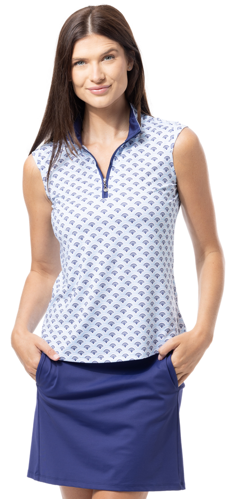 SOLCOOL SLEEVELESS MOCK. SHELLTEE BLUE. 900471 - SanSoleil