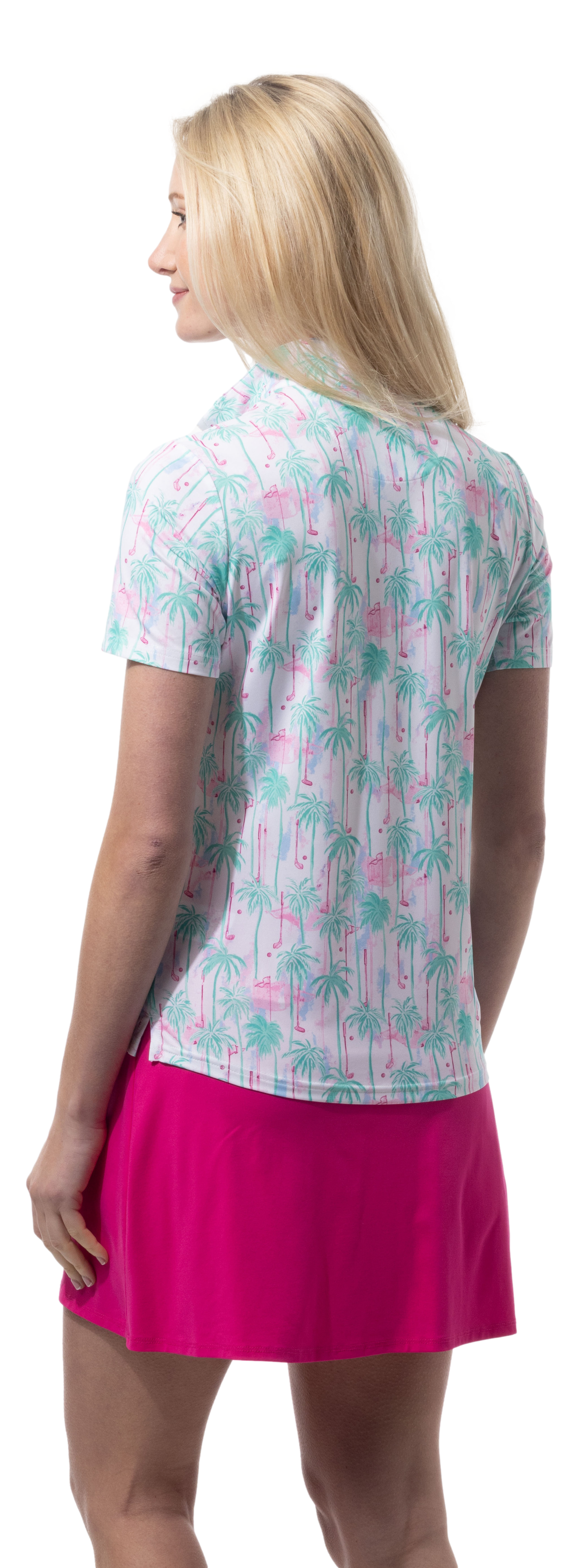 SANSOLEIL 1/4 ZIP SHORT SLEEVE MOCK . GOLF PARADISE. MINT. 900478 - SanSoleil