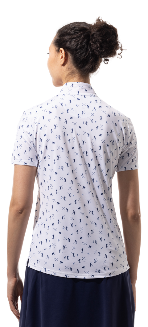 SOLCOOL SHORT SLEEVE MOCK . A PUT ABOVE. NAVY 900478 - SanSoleil