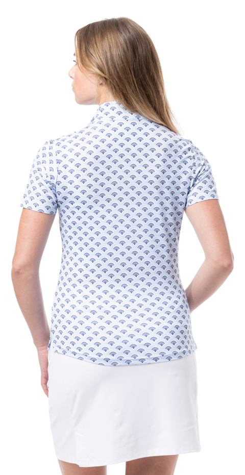 SOLCOOL SHORT SLEEVE MOCK. SHELLTEE BLUE. 900478 - SanSoleil