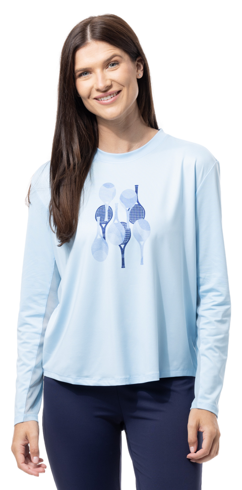 SUNGLOW RELAXED DROP-TAIL TEE. RACQUETEER . BLUE. 900479 - SanSoleil