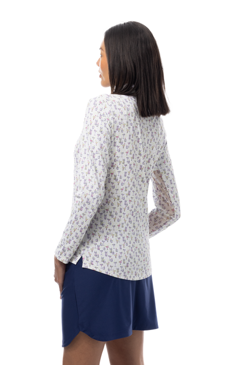 SANSOLEIL 1/4 ZIP PRINT MOCK. CADDY COOLER. MULTI. 900621