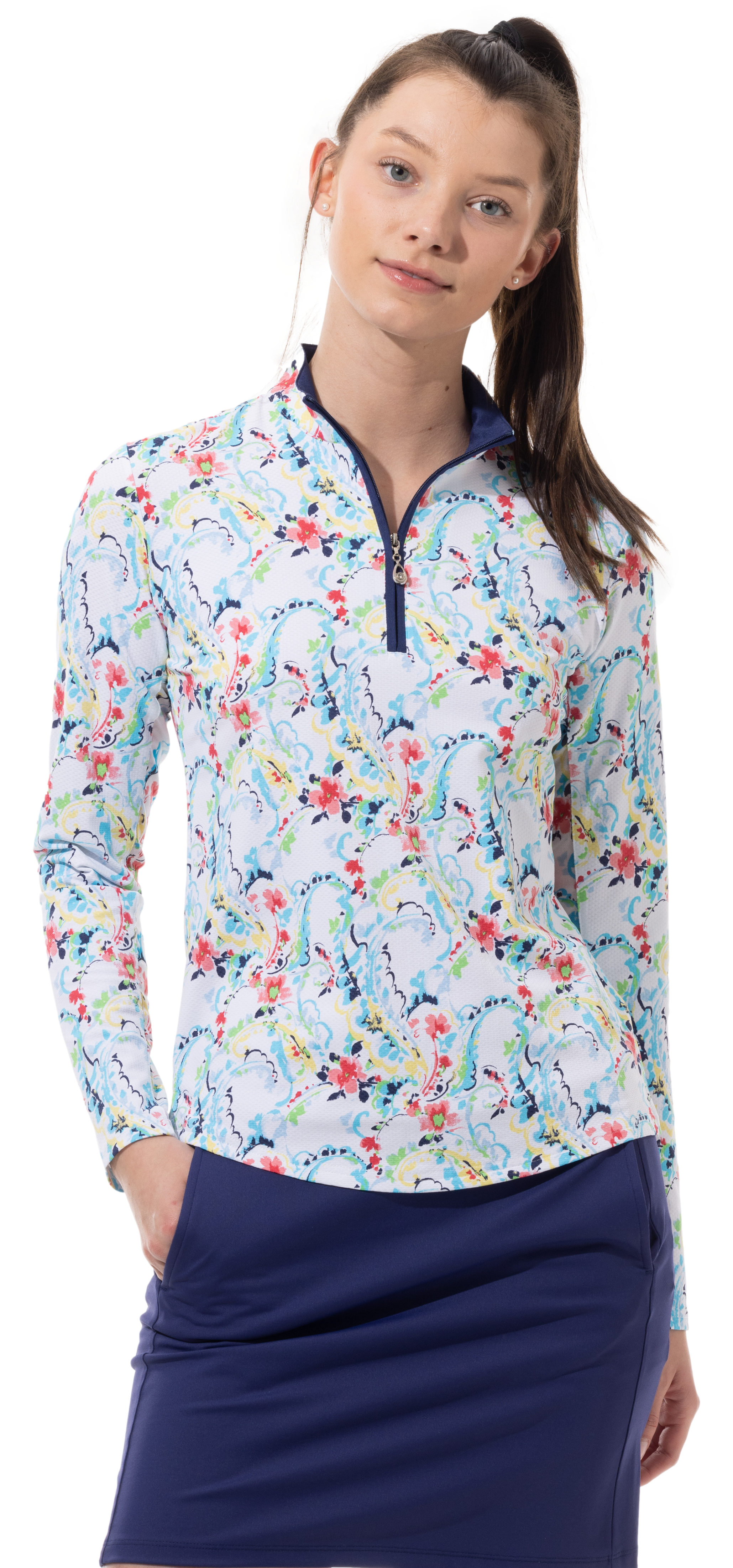 SOLTEK LUX LONG-SLEEVE PRINT MOCK. CHANTILLY. MULTI - 900621