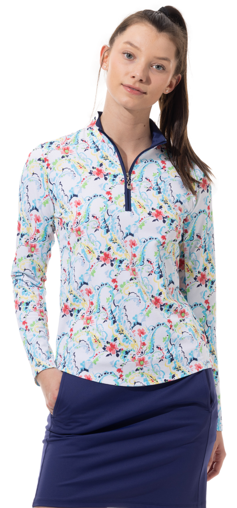 SOLTEK LUX LONG-SLEEVE PRINT MOCK. CHANTILLY. MULTI - 900621