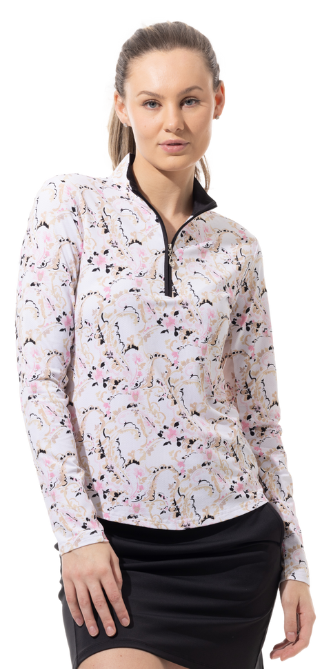 SOLTEK LUX LONG-SLEEVE PRINT MOCK. CHANTILLY. PINK - 900621