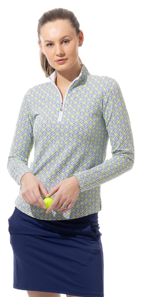 SOLTEK LUX LONG-SLEEVE PRINT MOCK. PINNACLE. LIME - 900621