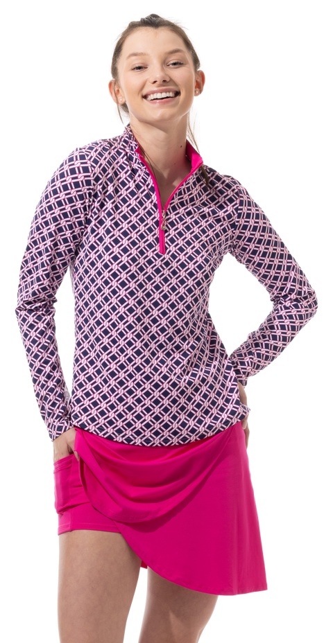 SOLTEK LUX LONG-SLEEVE PRINT MOCK. 900621-PINNACLE. NAVY - 900621
