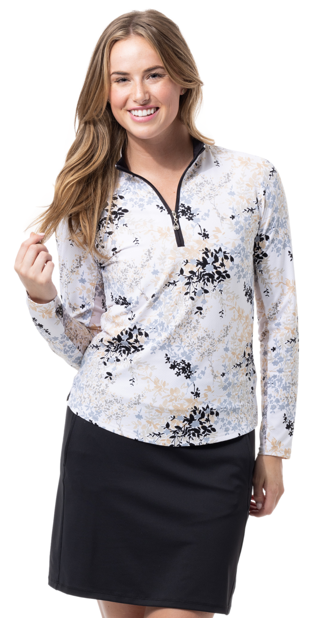 SOLTEK LUX LONG-SLEEVE PRINT MOCK. WILLOW BLACK - 900621