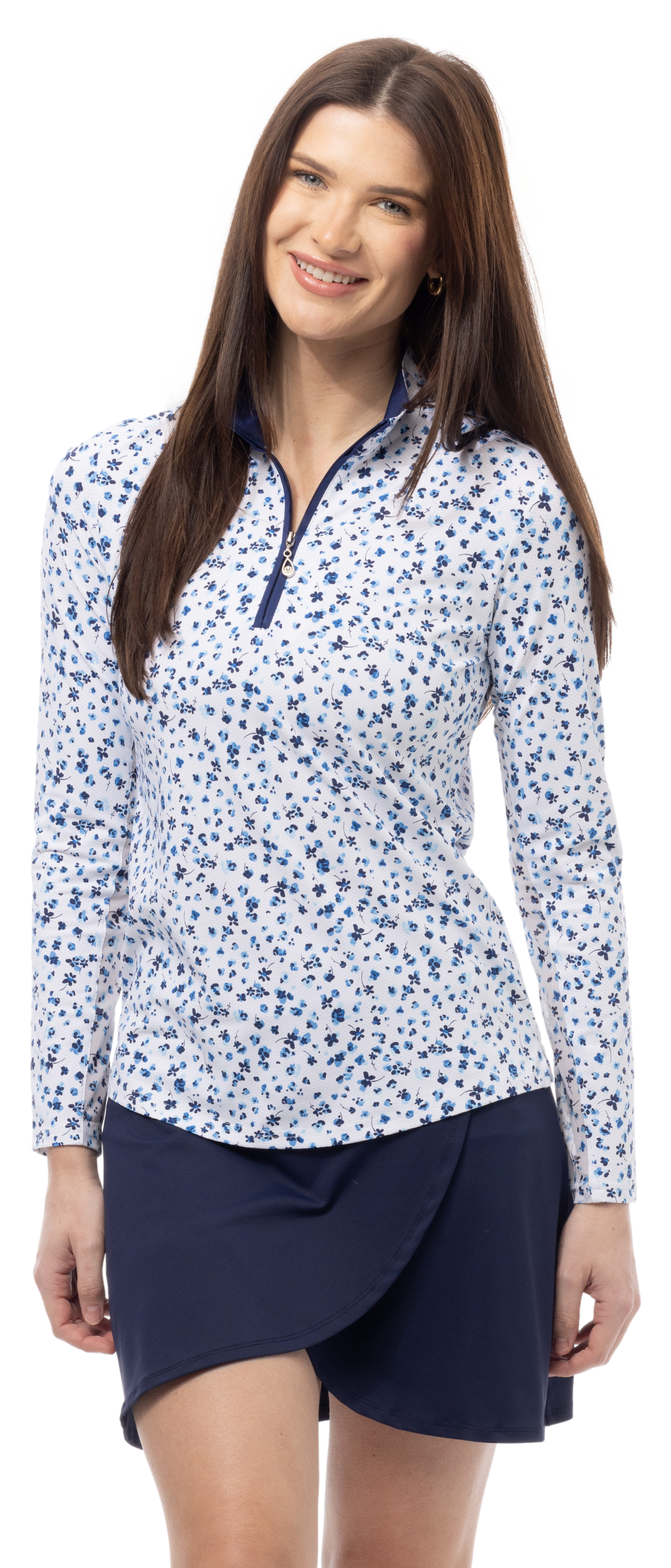 SOLTEK LUX L/S PRINT MOCK. GRASSLAND BLUE. 900621 - SanSoleil