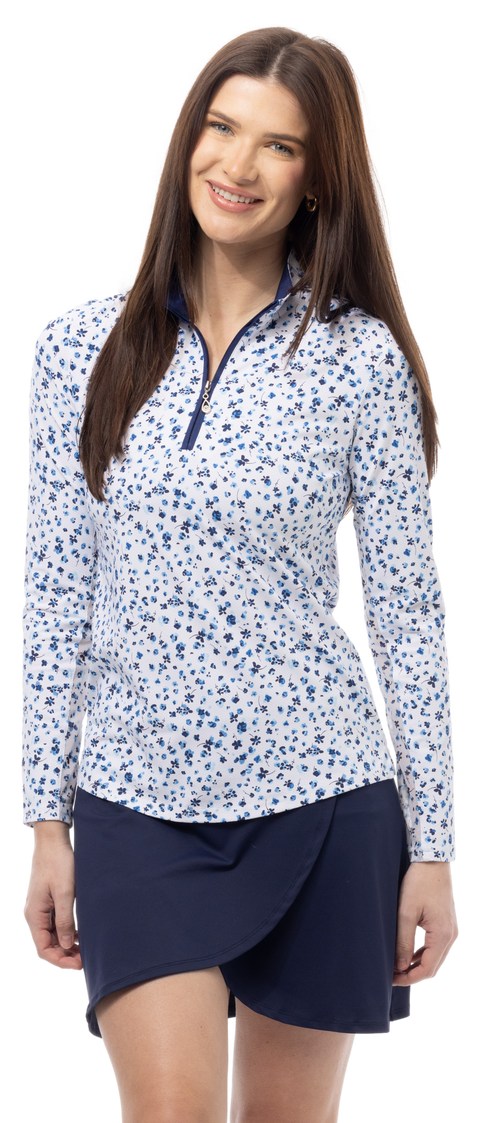 SOLTEK LUX L/S PRINT MOCK. GRASSLAND BLUE. 900621 - SanSoleil