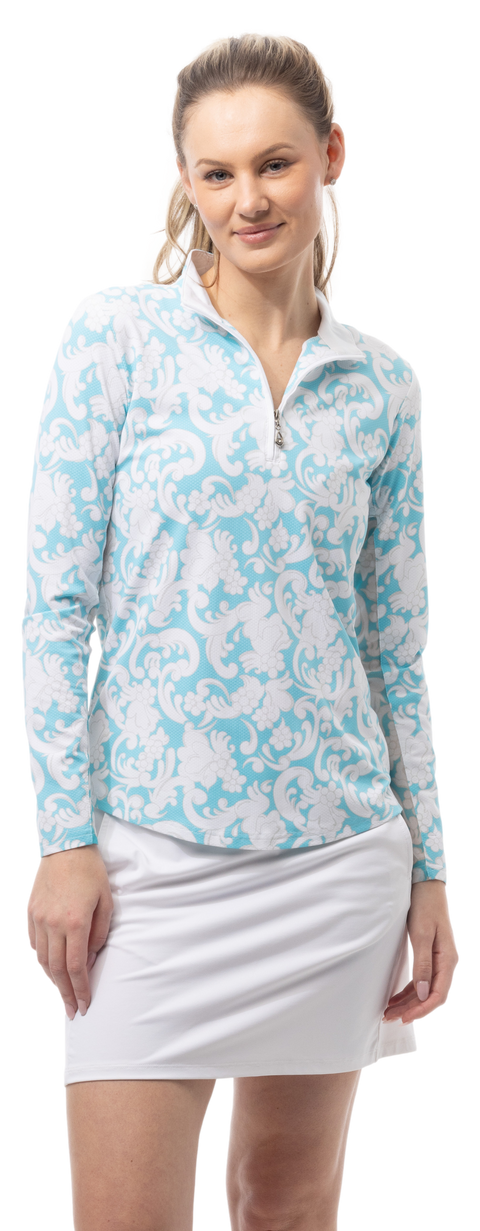 SOLTEK LUX L/S PRINT MOCK. PAISLEY PARK. TURQUOISE. 900621 - SanSoleil