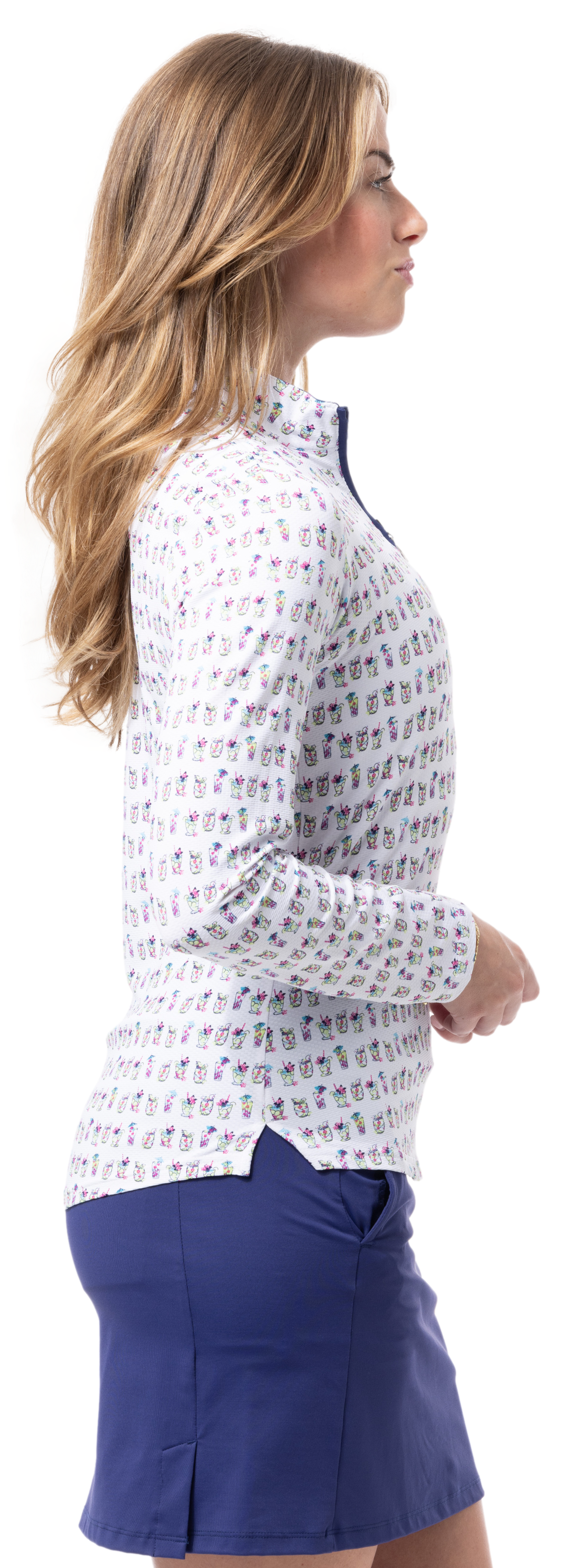 SOLTEK LUX LONG.SLEEVE PRINT MOCK. BAYBREEZE. 900621 - SanSoleil