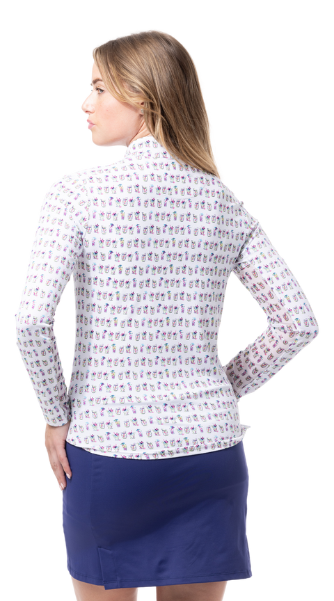 SOLTEK LUX LONG.SLEEVE PRINT MOCK. BAYBREEZE. 900621 - SanSoleil