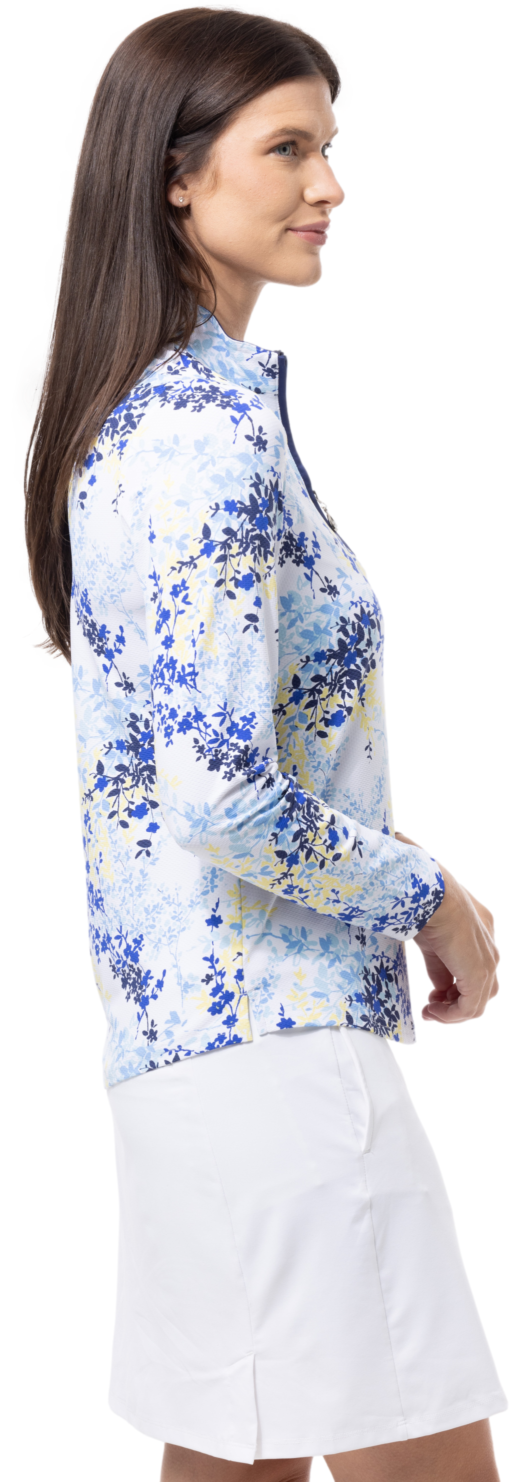 SOLTEK LUX LONG-SLEEVE PRINT MOCK. WILLOW NAVY. 900621 - SanSoleil