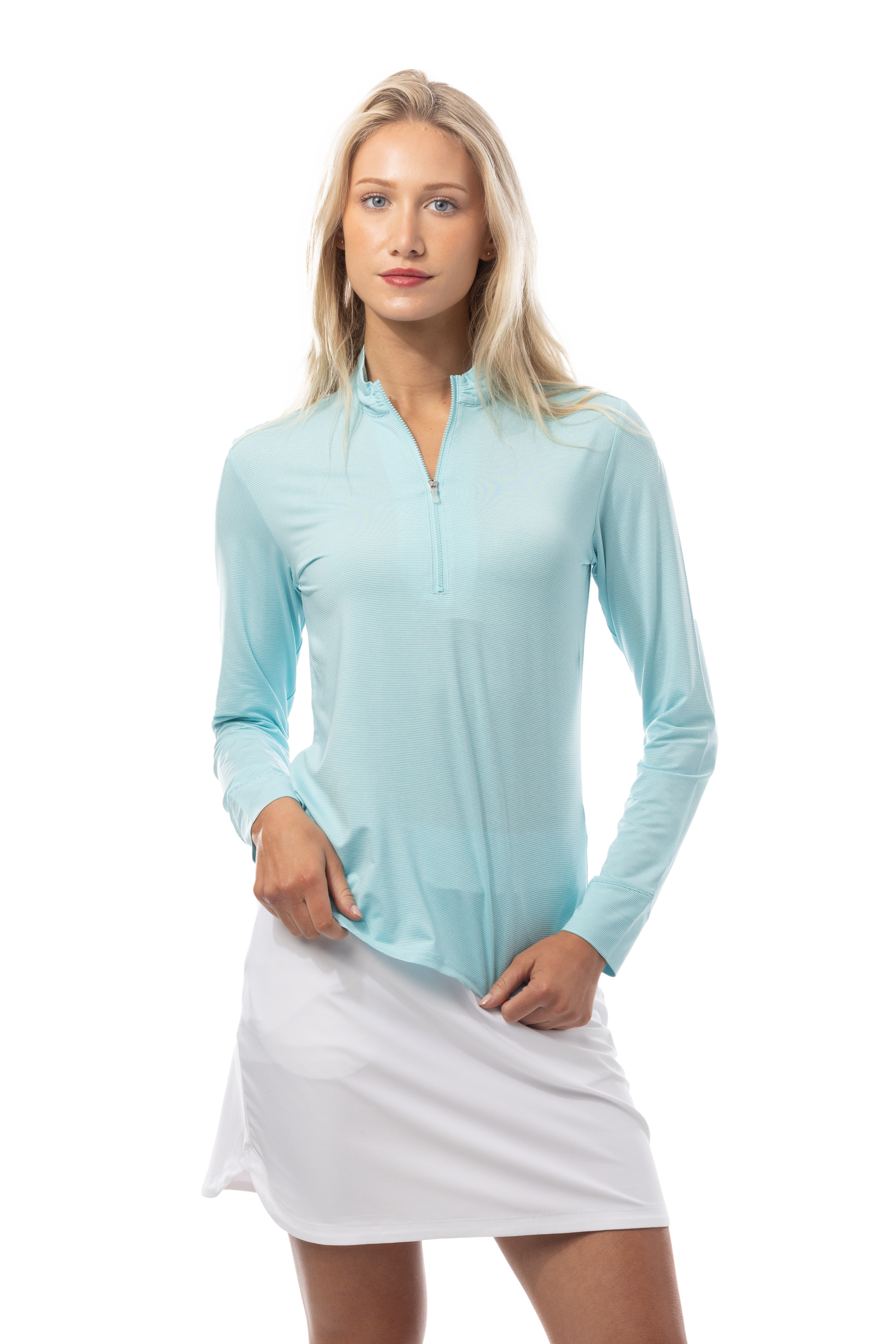 SOLTEK LUX LONG-SLEEVE SOLID MOCK. ARTIC BLUE. 900622 - SanSoleil