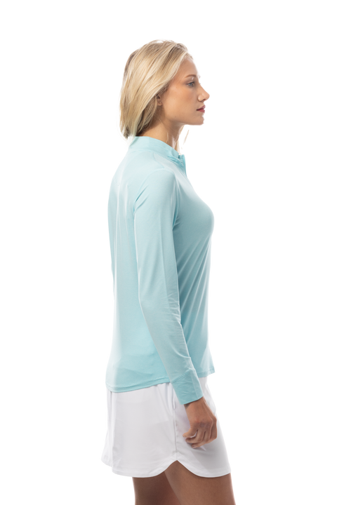 SOLTEK LUX LONG-SLEEVE SOLID MOCK. ARTIC BLUE. 900622