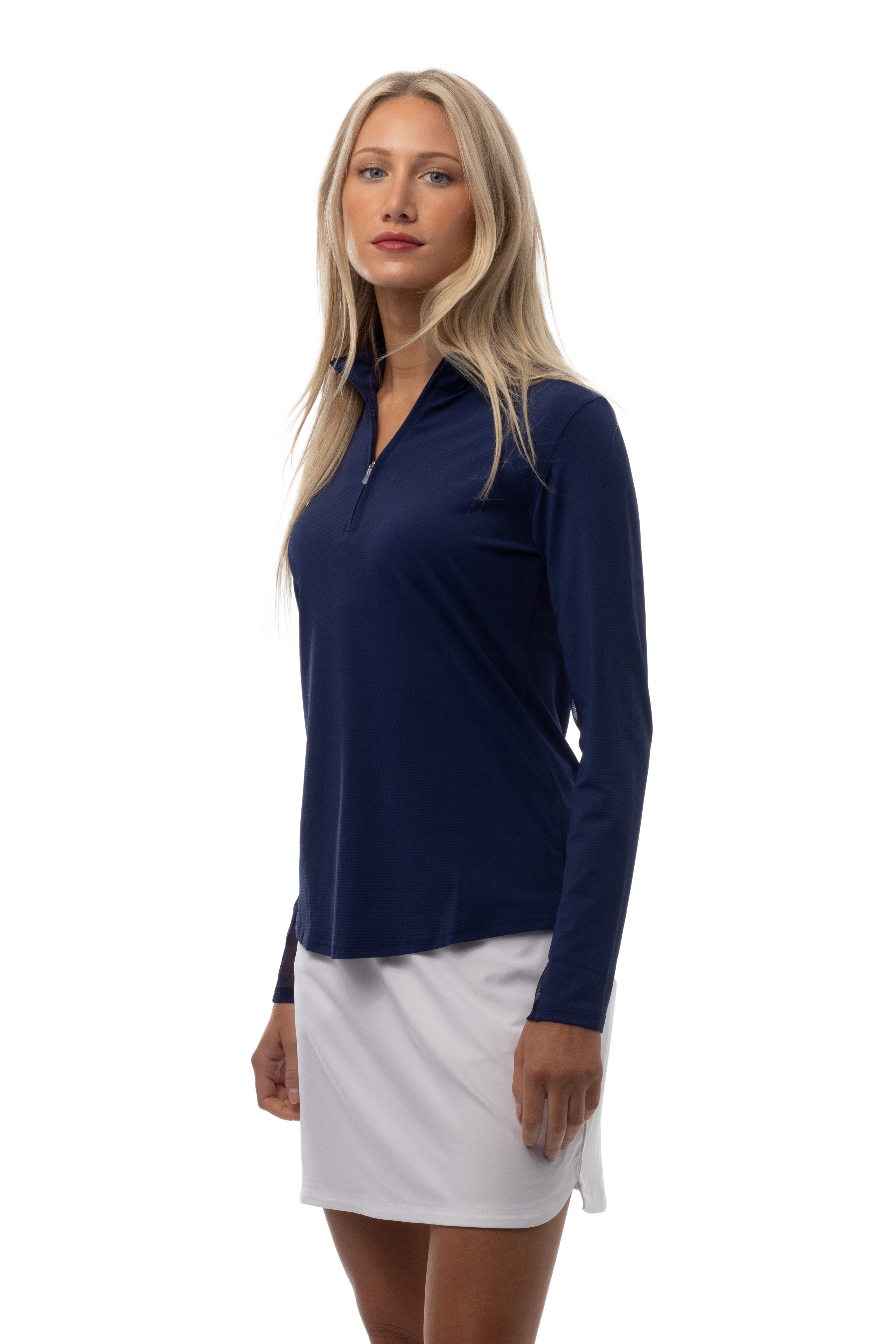 SOLTEK LUX LONG-SLEEVE SOLID MOCK. NAVY. 900622 - SanSoleil