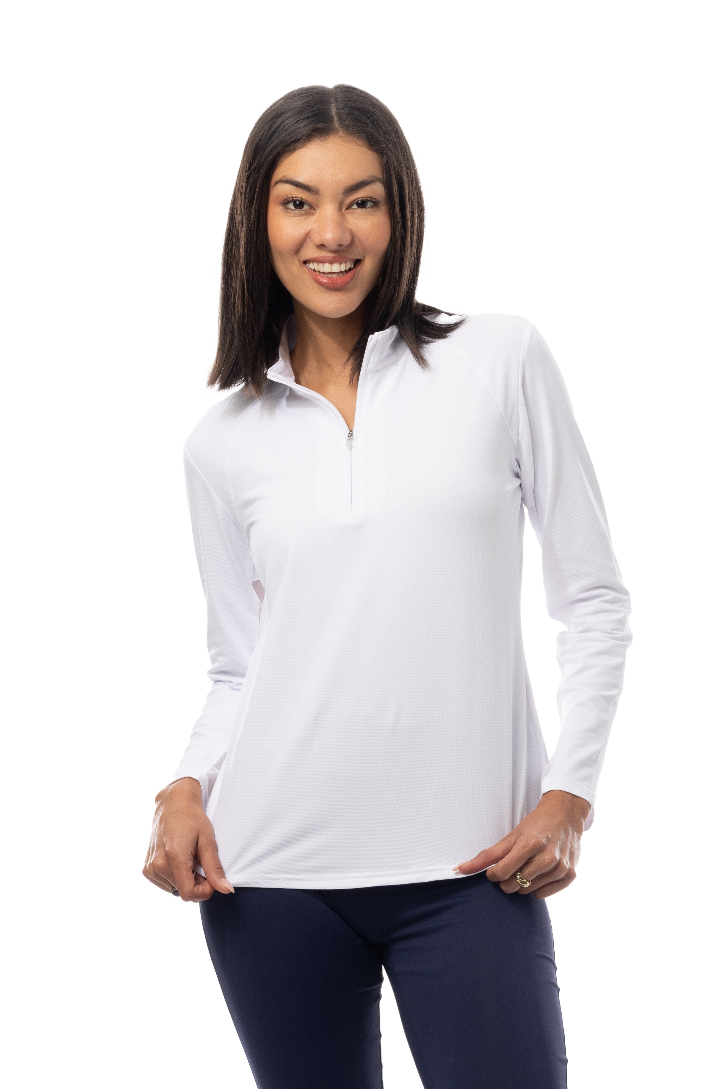 SOLTEK LUX LONG-SLEEVE SOLID MOCK. WHITE. 900622 - SanSoleil