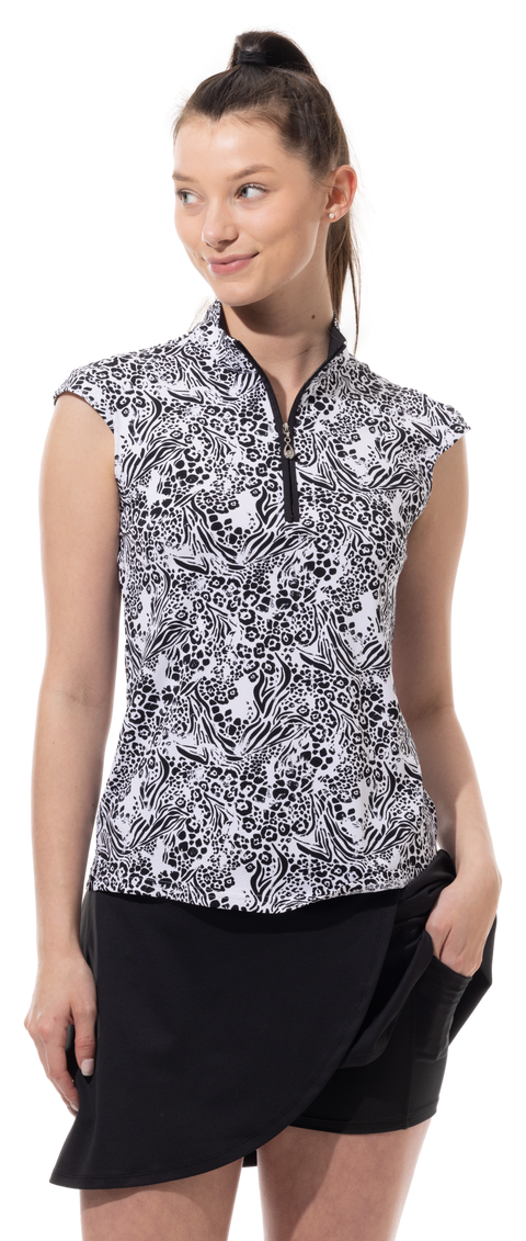 SOLTEK LUX SLEEVELESS PRINT MOCK. KINGDOM. BLACK . 900627P - SanSoleil