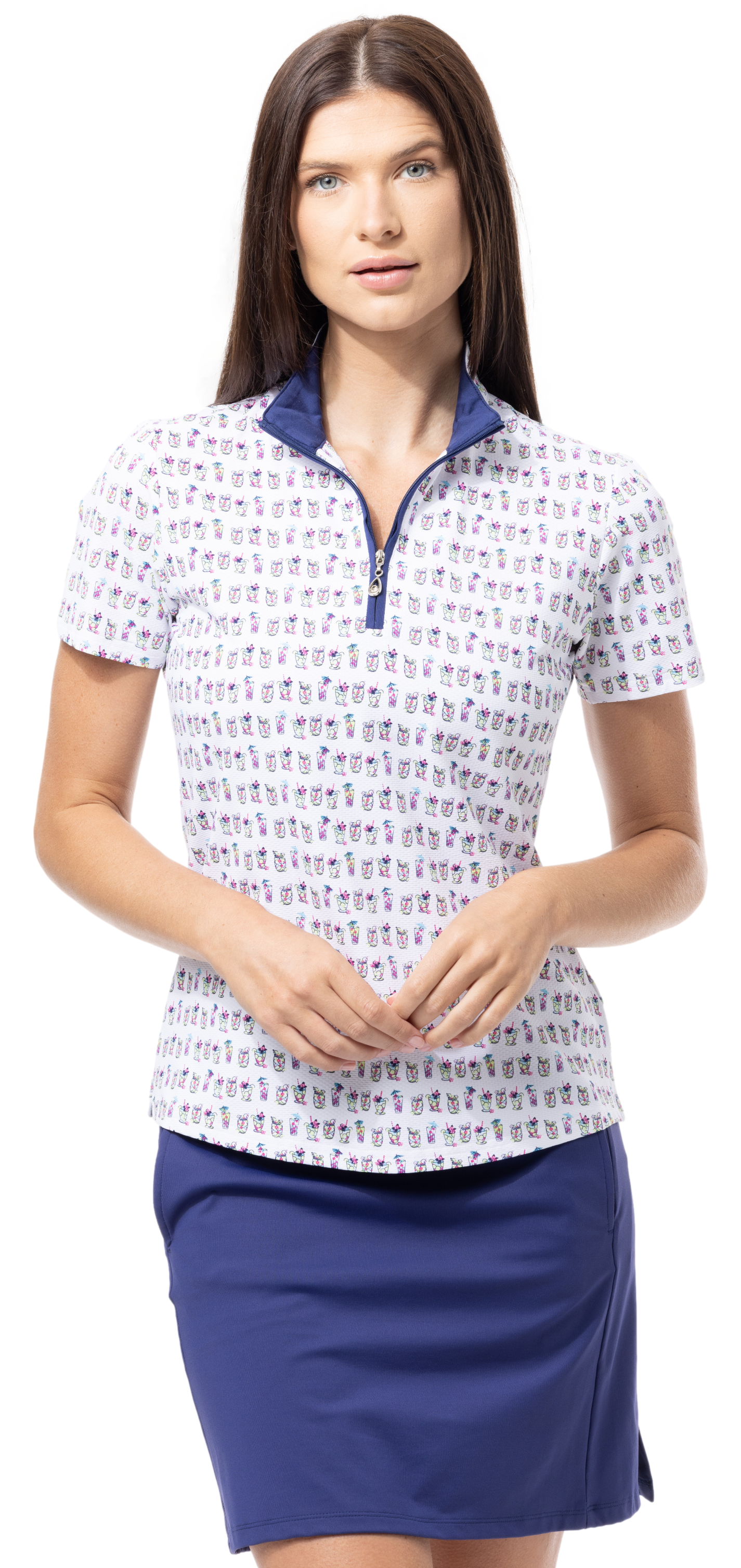 SOLTEK LUX SHORT SLEEVE PRINT MOCK. BAYBREEZE. 900628 - SanSoleil