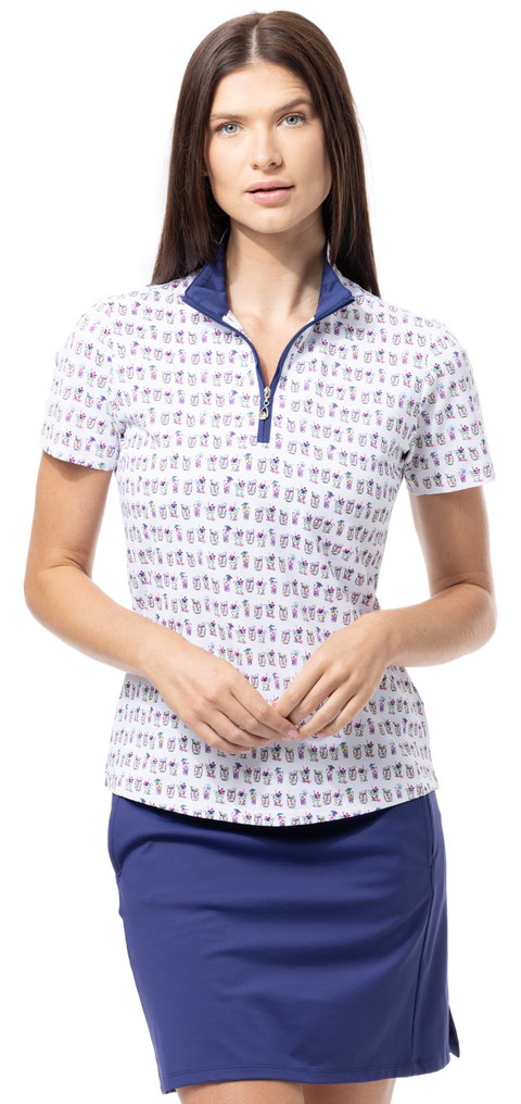 SOLTEK LUX SHORT SLEEVE PRINT MOCK. BAYBREEZE. 900628 - SanSoleil