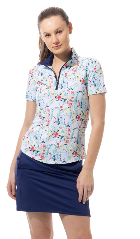 SOLTEK LUX SHORT SLEEVE PRINT MOCK. CHANTILLY MULTI. 900628 - SanSoleil