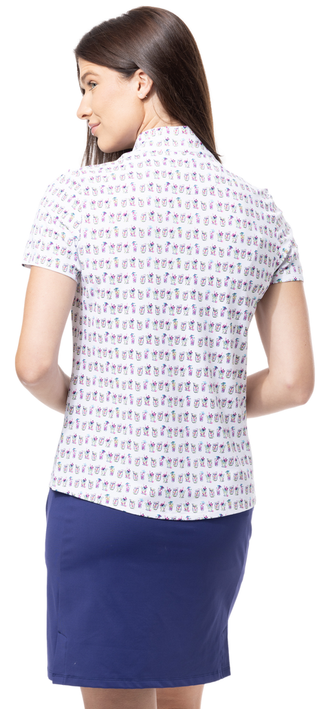 SOLTEK LUX SHORT SLEEVE PRINT MOCK. BAYBREEZE. 900628 - SanSoleil