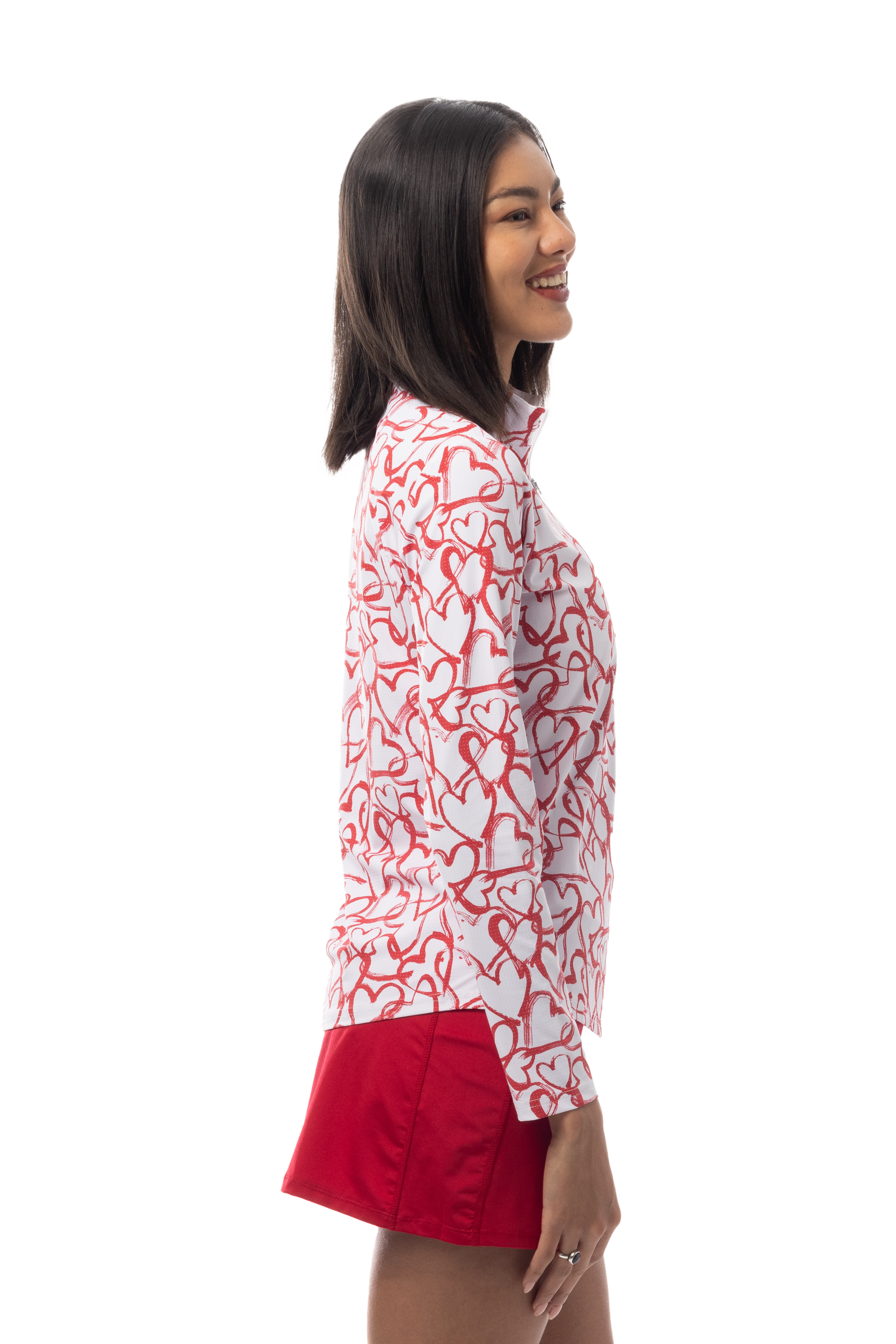 SANSOLEIL COOL ULTRA-MESH ZIP MOCK. AMOUR. RED. 900653 - SanSoleil