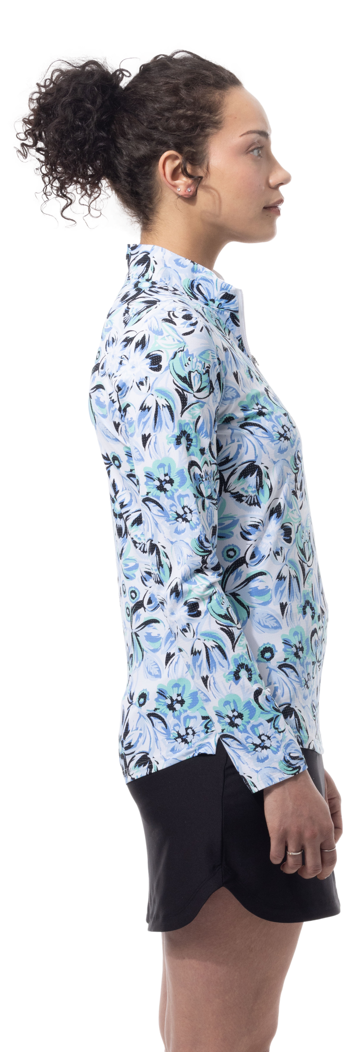 SANSOLEIL COOL ULTRA-MESH ZIP MOCK. DAVINA. BLUE. 900653 - SanSoleil