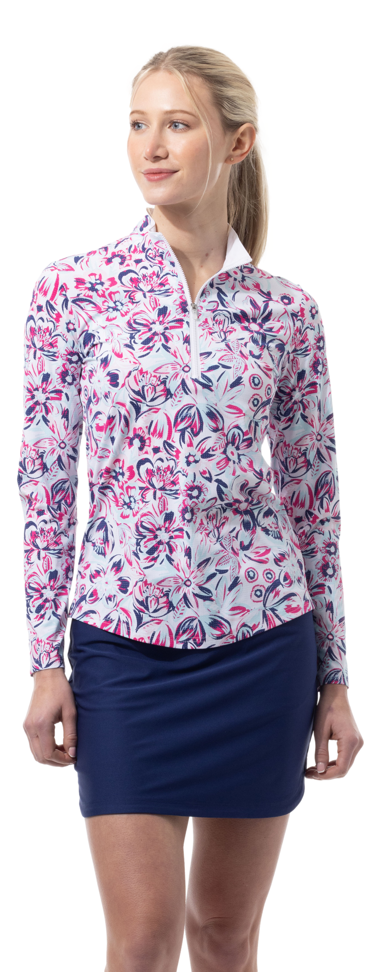 SANSOLEIL COOL ULTRA-MESH ZIP MOCK. DAVINA. PINK. 900653 - SanSoleil