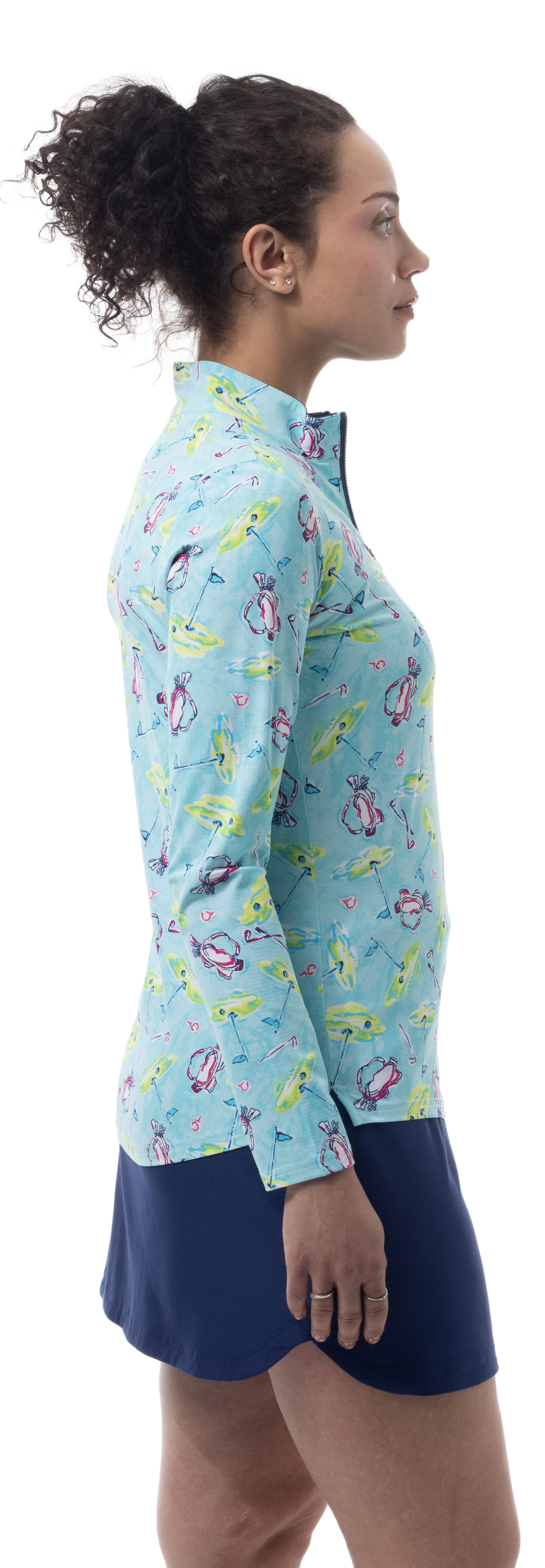 SANSOLEIL COOL ULTRA-MESH ZIP MOCK. FLAGS AND BAGS. 900653 - SanSoleil