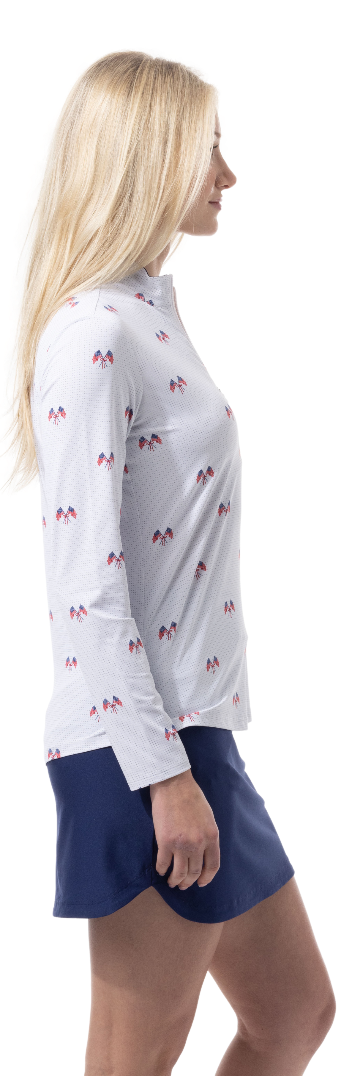 SANSOLEIL COOL ULTRA-MESH ZIP MOCK. PARADE DAY. 900653 - SanSoleil