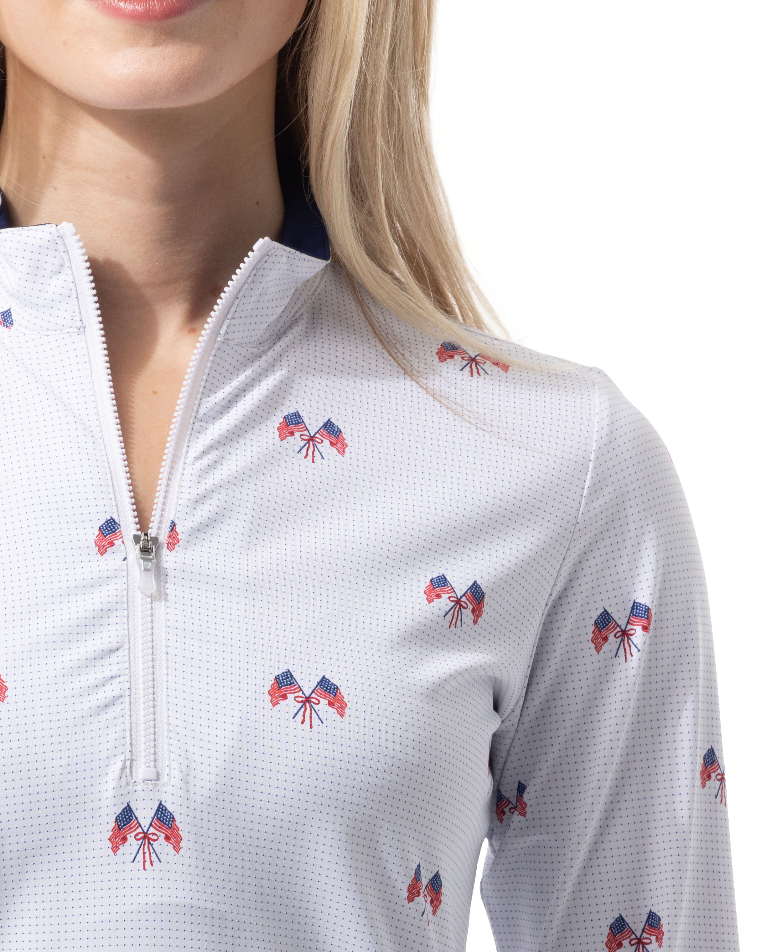 SANSOLEIL COOL ULTRA-MESH ZIP MOCK. PARADE DAY. 900653 - SanSoleil