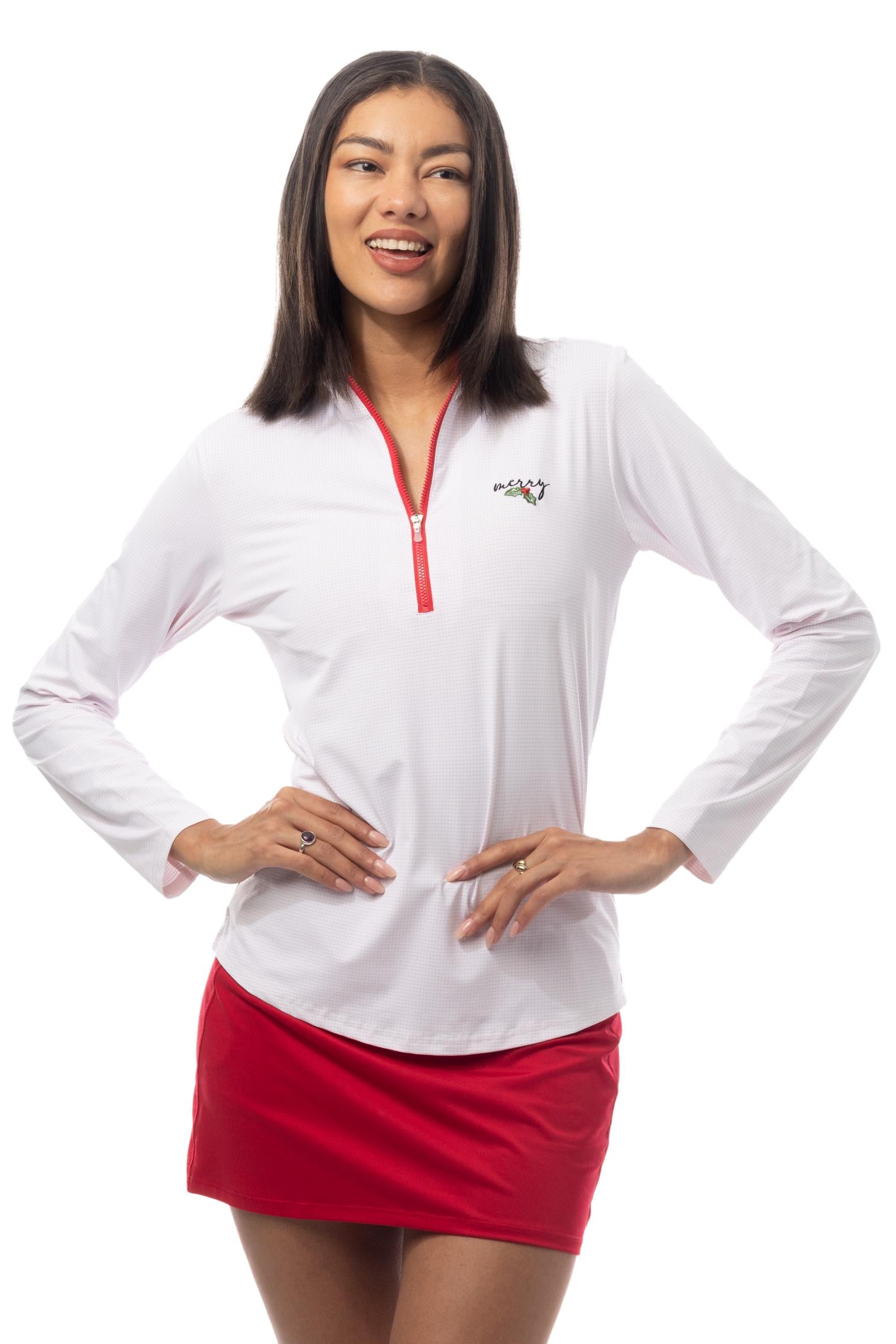 SANSOLEIL COOL ULTRA-MESH ZIP MOCK. MERRY EMB. 900653 - SanSoleil