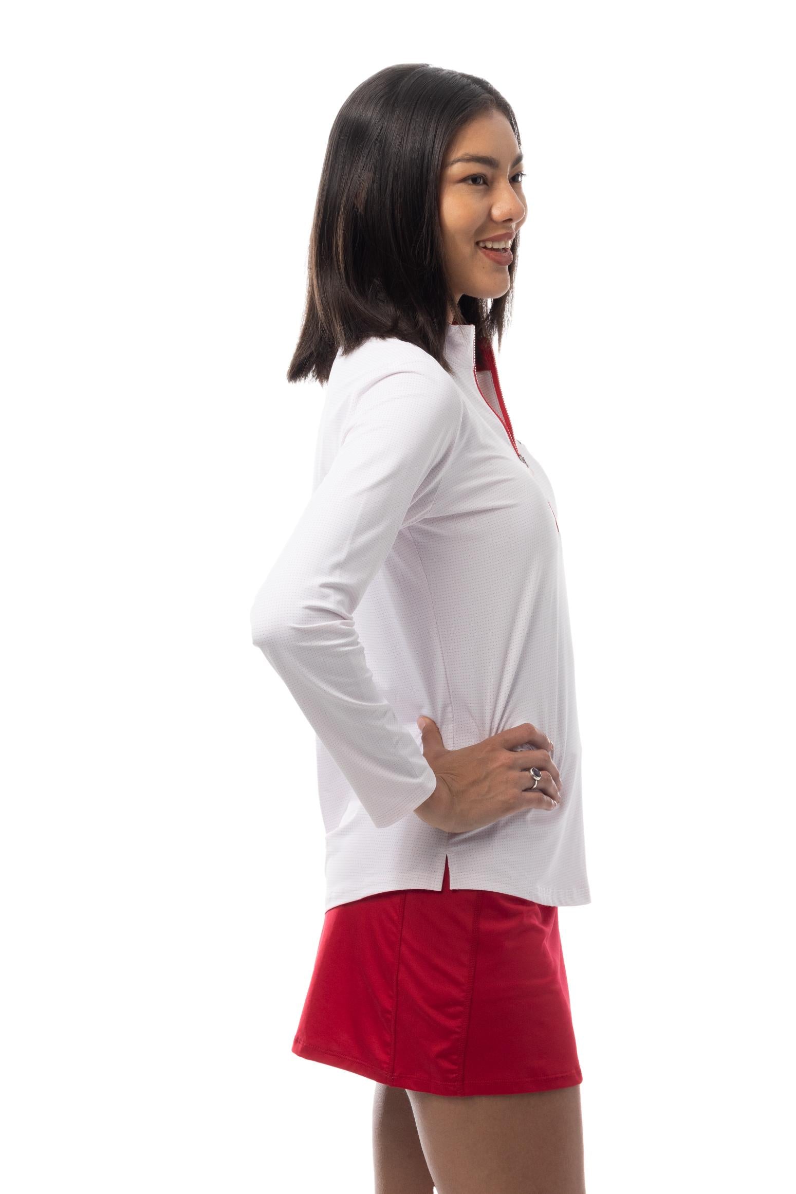 SANSOLEIL COOL ULTRA-MESH ZIP MOCK. MERRY EMB. 900653 - SanSoleil