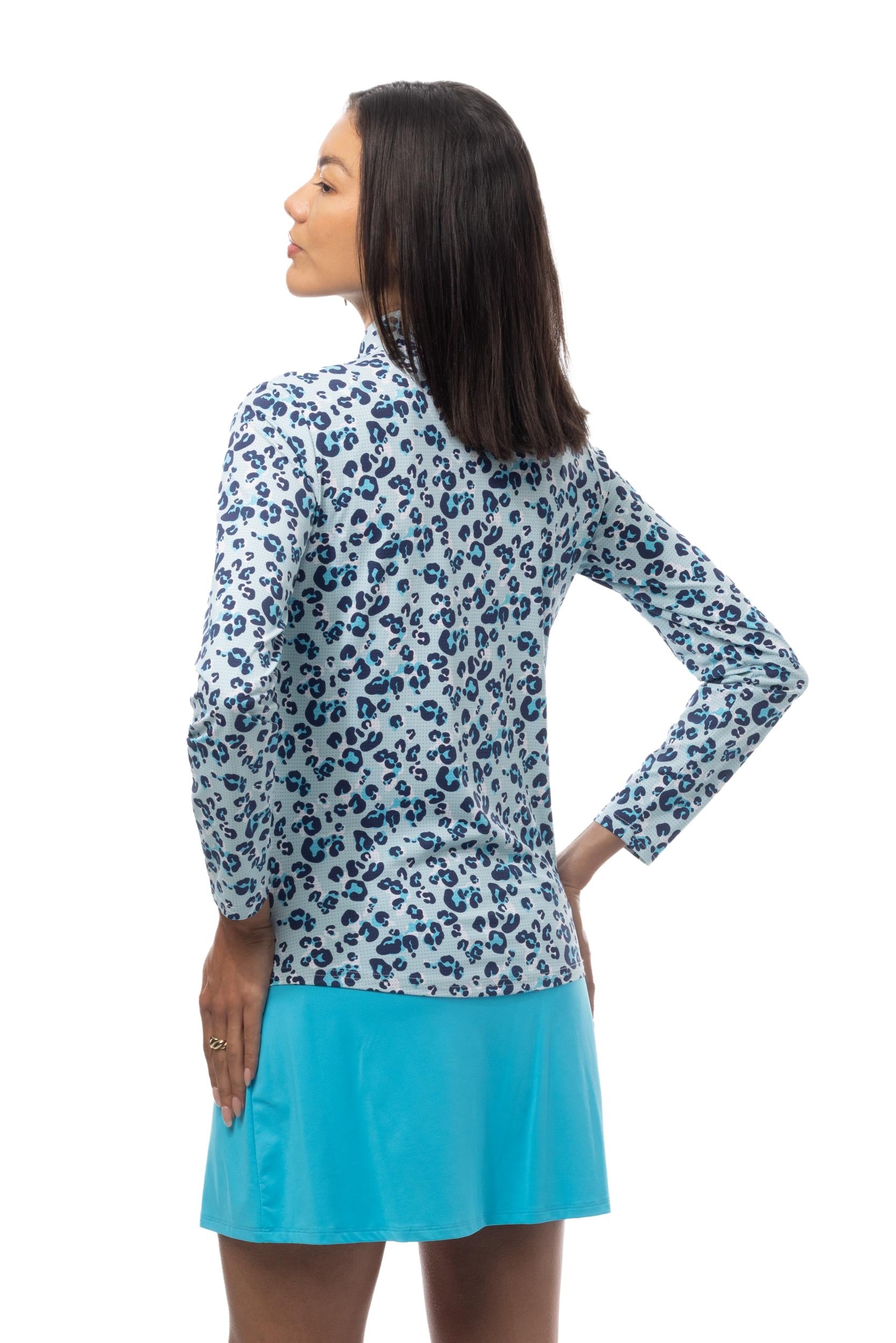 SANSOLEIL COOL ULTRA-MESH ZIP MOCK. ZOOLU. TURQUOISE. 900653 - SanSoleil