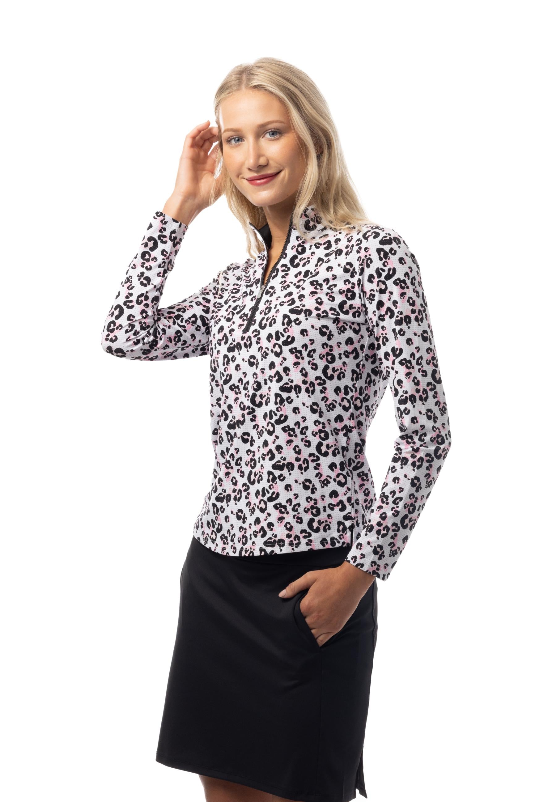 SANSOLEIL COOL ULTRA-MESH ZIP MOCK. ZOOLU. PINK. 900653 - SanSoleil