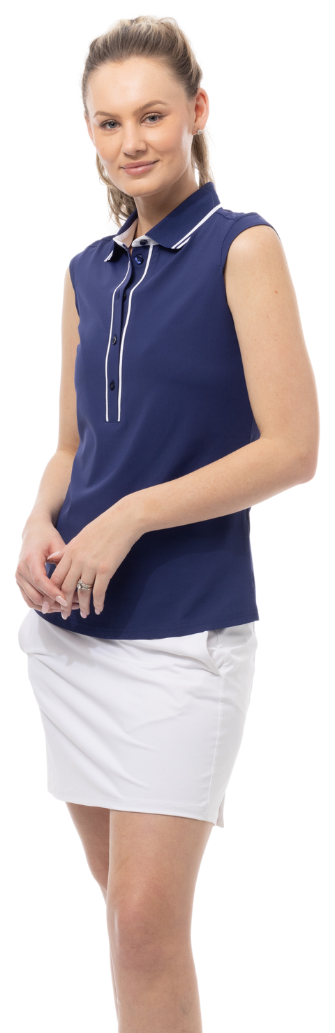 SOLAIR COOL ULTRA-MESH SLEEVELESS POLO. NAVY. 900657 - SanSoleil